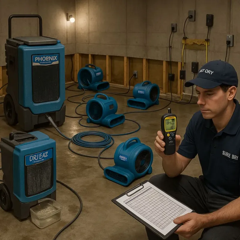 Structural Drying and Dehumidification process in Country Club Hills, MO